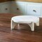 9.8" Handcrafted White Marble Cake Stand Wooden Base - Elegant Serving Solution